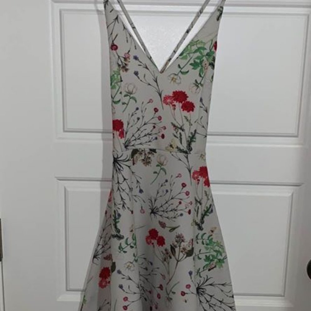 floral open back dress